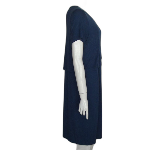 J.JILL Jersey Dress, L, Blue, Layered/Top, Button Back, Short sleeves, Pockets - Picture 7 of 13